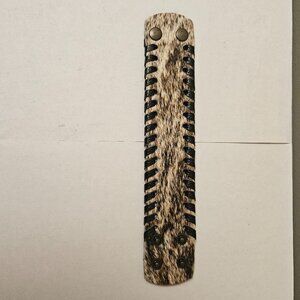 Natural Hair-on-Hide Leather Cuff Bracelet - Brindle